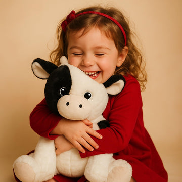 Weigedu Floppy Dairy Cattle Cow Plush Toy - 15.7 Inch Soft & Cuddly Stuffed Animal Cow With Embroidered Eyes, Perfect For Kids,