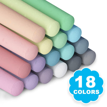 feela Sidewalk Chalk Set - 180 Jumbo Pieces, 18 Colors, Calcium Carbonate, Ideal for Kids, Family, Schools, Driveways, and Playgrounds