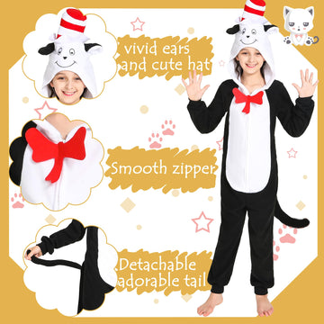 Wizland Cat Costume Onesie For Kids Book Character One Piece Plush Animal Jumpsuit, Halloween Christmas Cosplay Costumes Boys&Gi