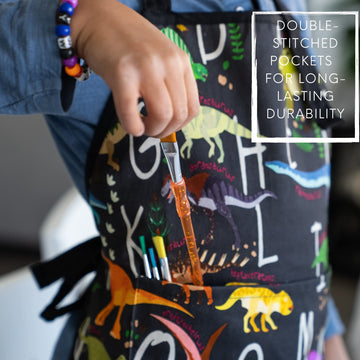 Babyboet Kids Apron For Girls And Boys Apron For Kids Toddler With Pocket For Painting Cooking Baking Art Gardening Craft (Dinos