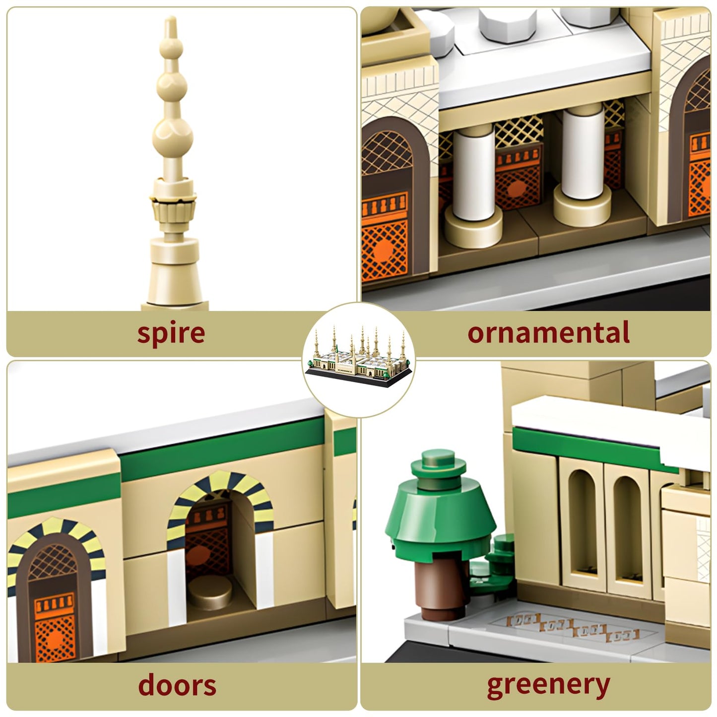 Csnrhg Medina Prophet Mosque Building Block Set Educational Architecture Toy For Ages 6+ Kids And Adults For Eid Al-Fitr 594 Pie
