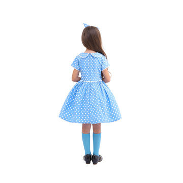 Raberto Girls 50S Polka Dot Dress With Headband, Glasses And Socks - Easter & Special Occasion Dress For Girls 5-6 Years, Medium