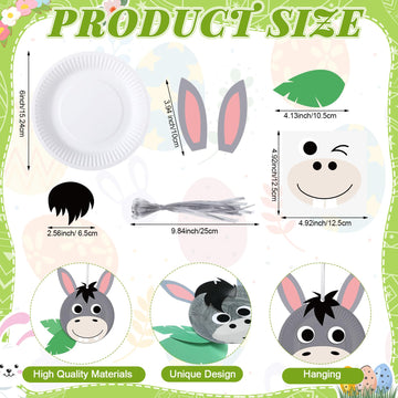 Honeydak 24 Set Donkey Crafts Easter Palm Sunday Craft Make Your Own Easter Donkey Ornaments Color Your Own Animal Arts for Palm