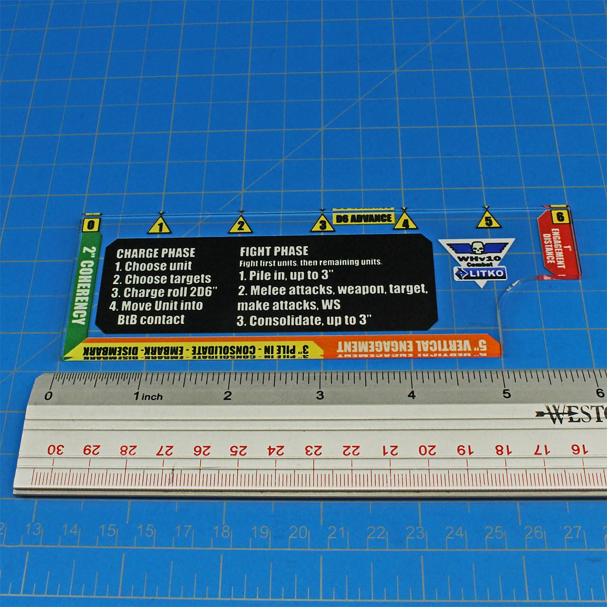 Litko Gauge Set | Compatible With Warhammer 40K 10Th Edition | Movement | Shooting | Fight | Close Combat | Wh40K Templates (6-Inch Combat Gauge)