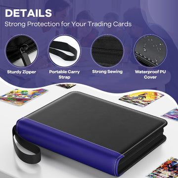 Trading Card Binder with Sleeves 9 Pocket Trading Card Binder enhanced 720 Double Sided Pocket PU Card Collection Binder Collectible Card Albums Card Folder for MTG TCG Sports Cards Game Cards