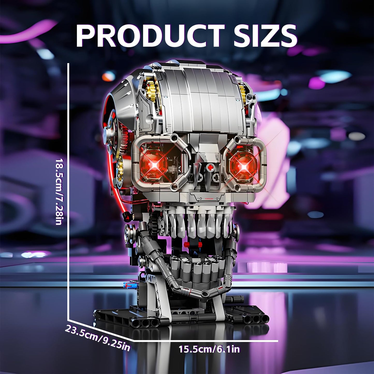 Csnrhg Mechanical Skull Building Block Set 1099+ Pieces 3D Poseable Model With Mandibular Teeth Bite Drive For Stem Toys For Kid
