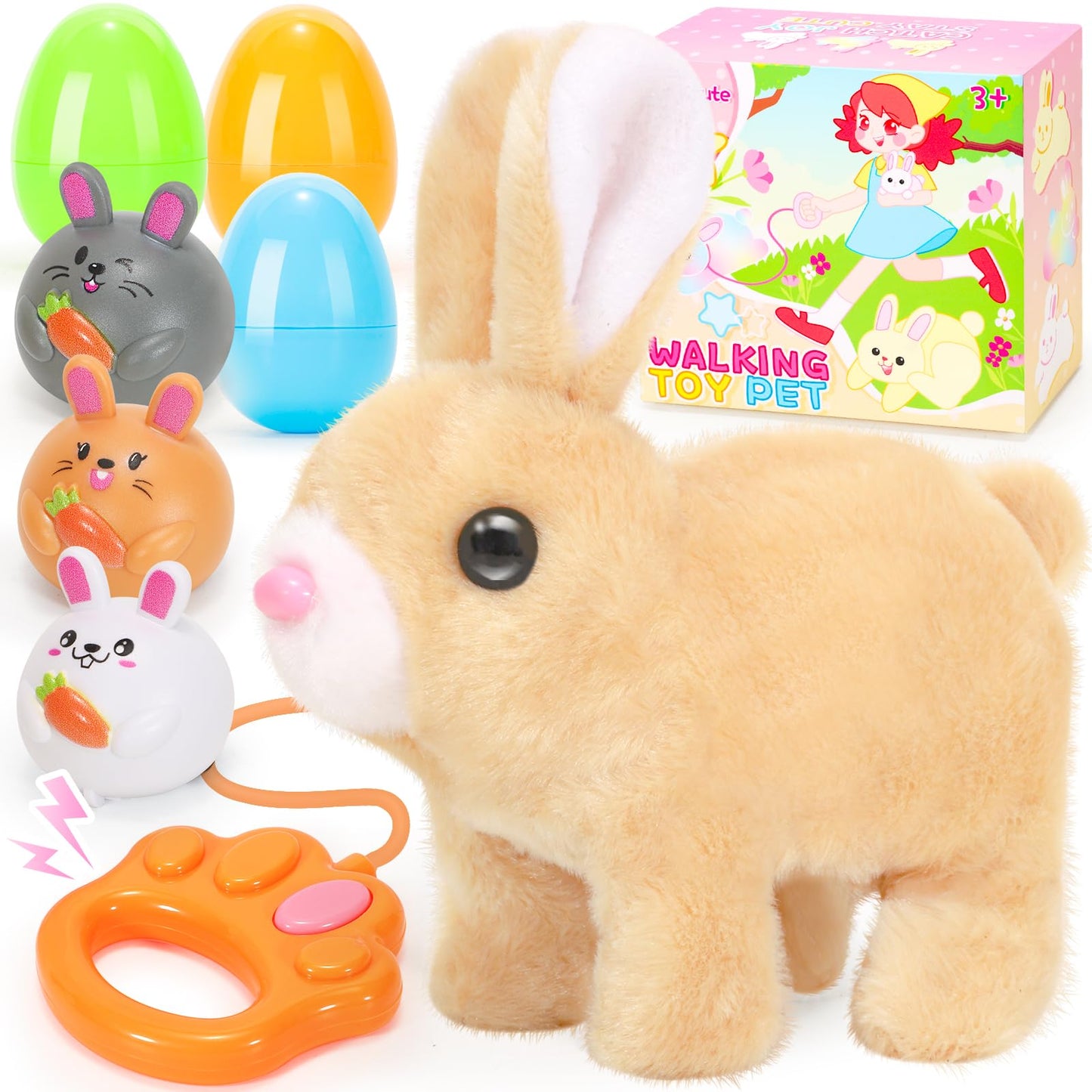 Catchcute Plush Bunny Easter Toys For Kids,Interactive Bunny With Sounds,Can Walk,Wag Tail And Twitch Nose With Remote Control L