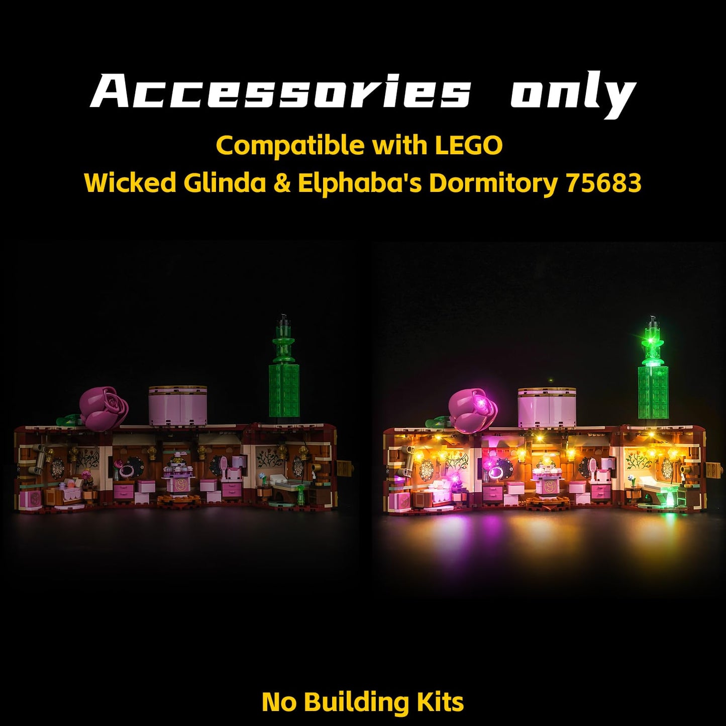 Brickbling Led Lighting Kit Compatible With Lego Wicked Glinda & Elphaba'S Dormitory, Creative Light Compatible With Lego 75683-