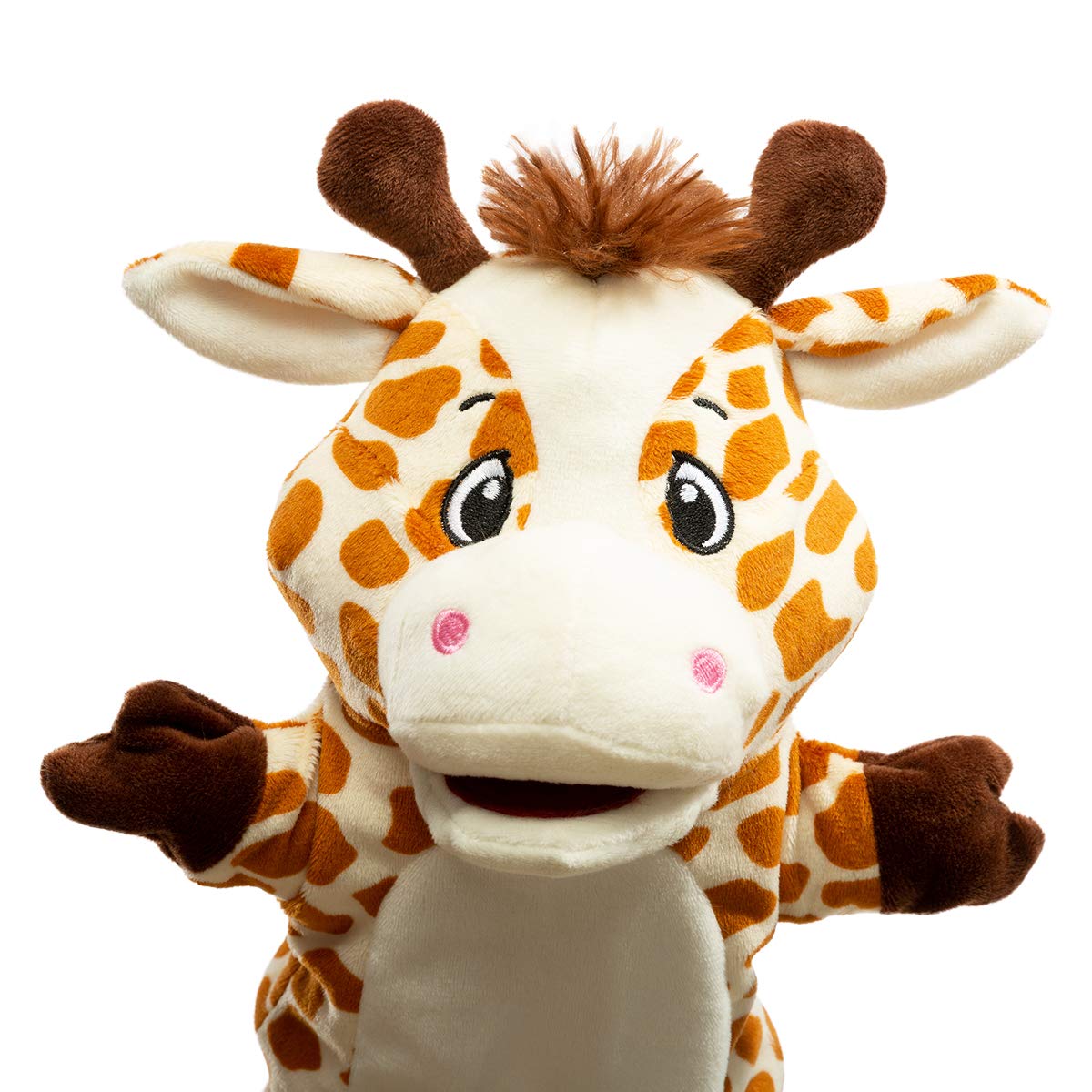 HollyHOME 14-Inch Giraffe Hand Puppet - Tan Sika Zoo Animal Toy, Perfect for Kids' Playtime and Imaginative Fun