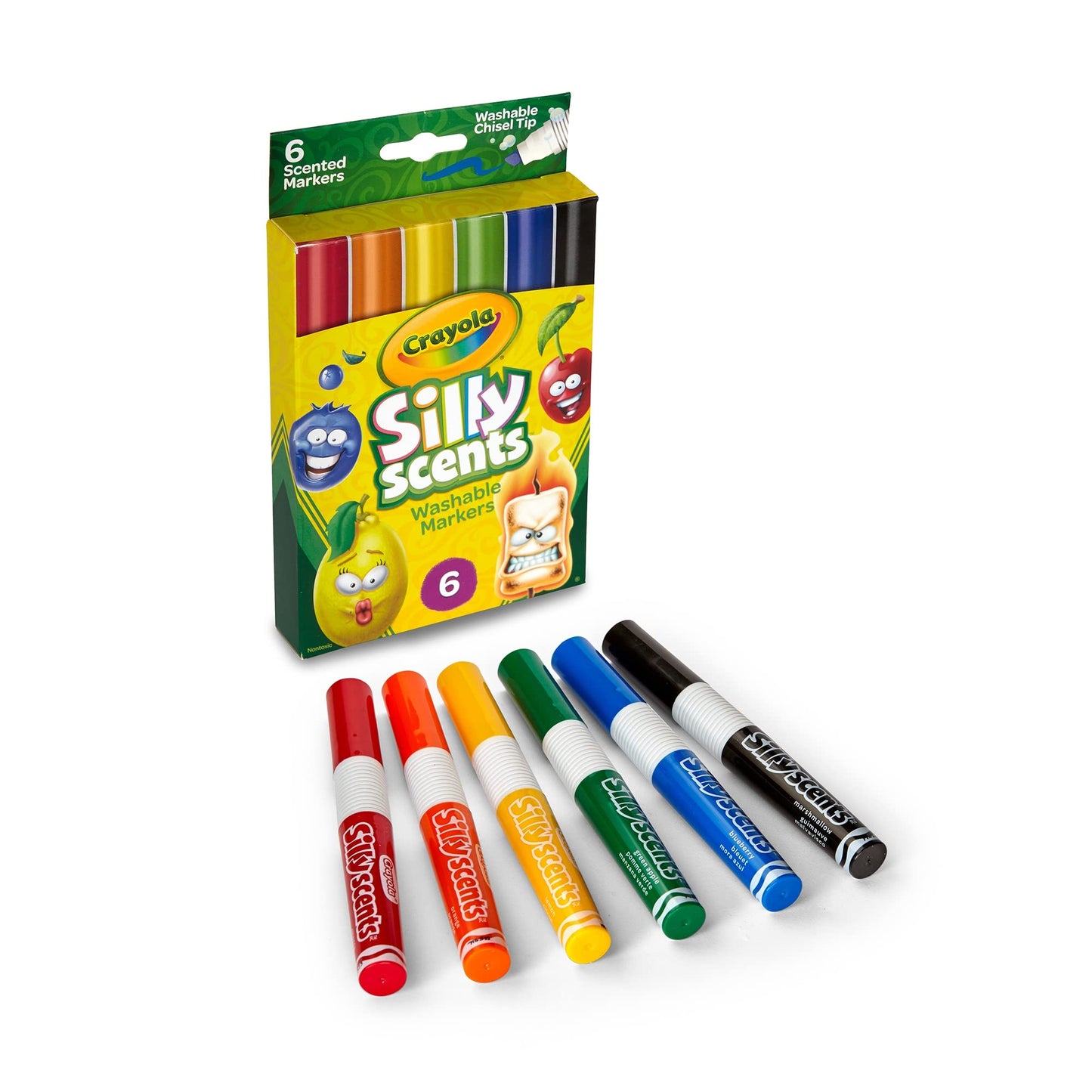 Crayola Silly Scents Scented Markers, Washable, 6Count