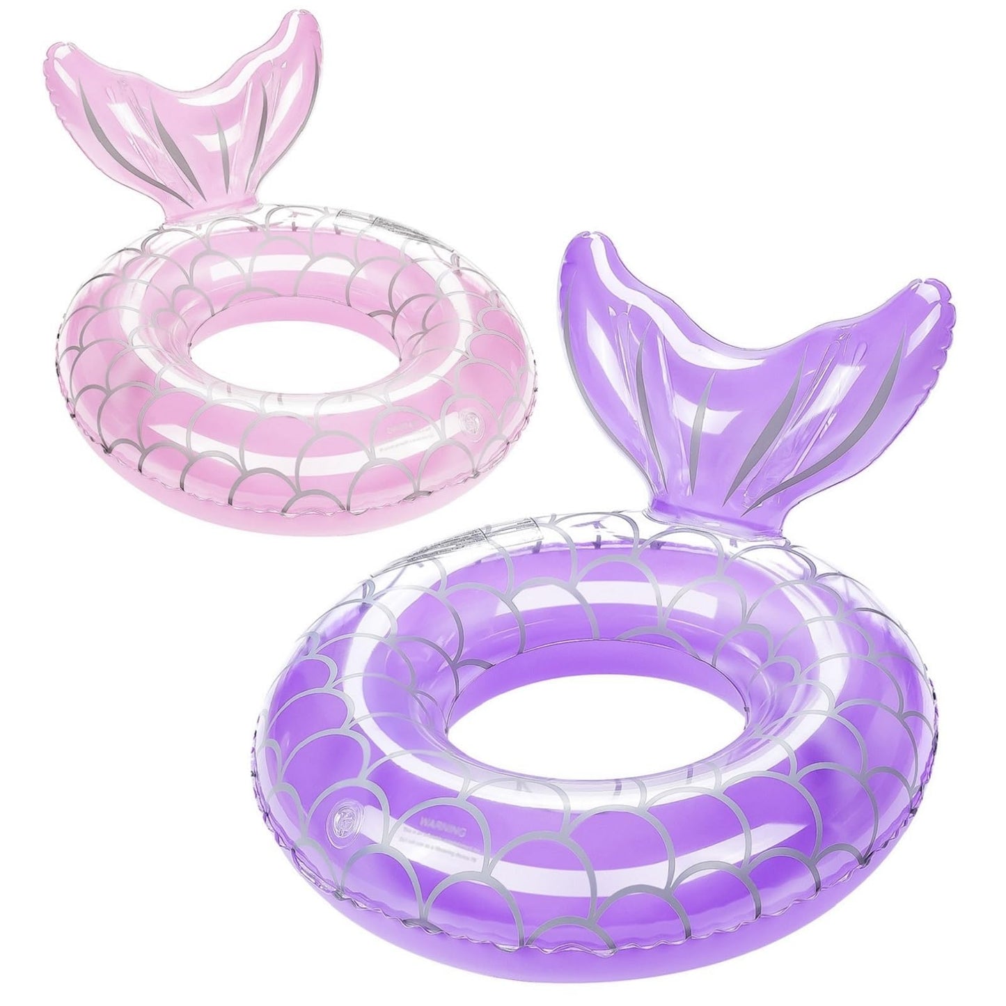 Heysplash Mermaid Pool Float, 2 Pack Mermaid Tail Shaped Pool Swimming Float Tube Ring Floatie, Summer Water Fun Beach Party Swi