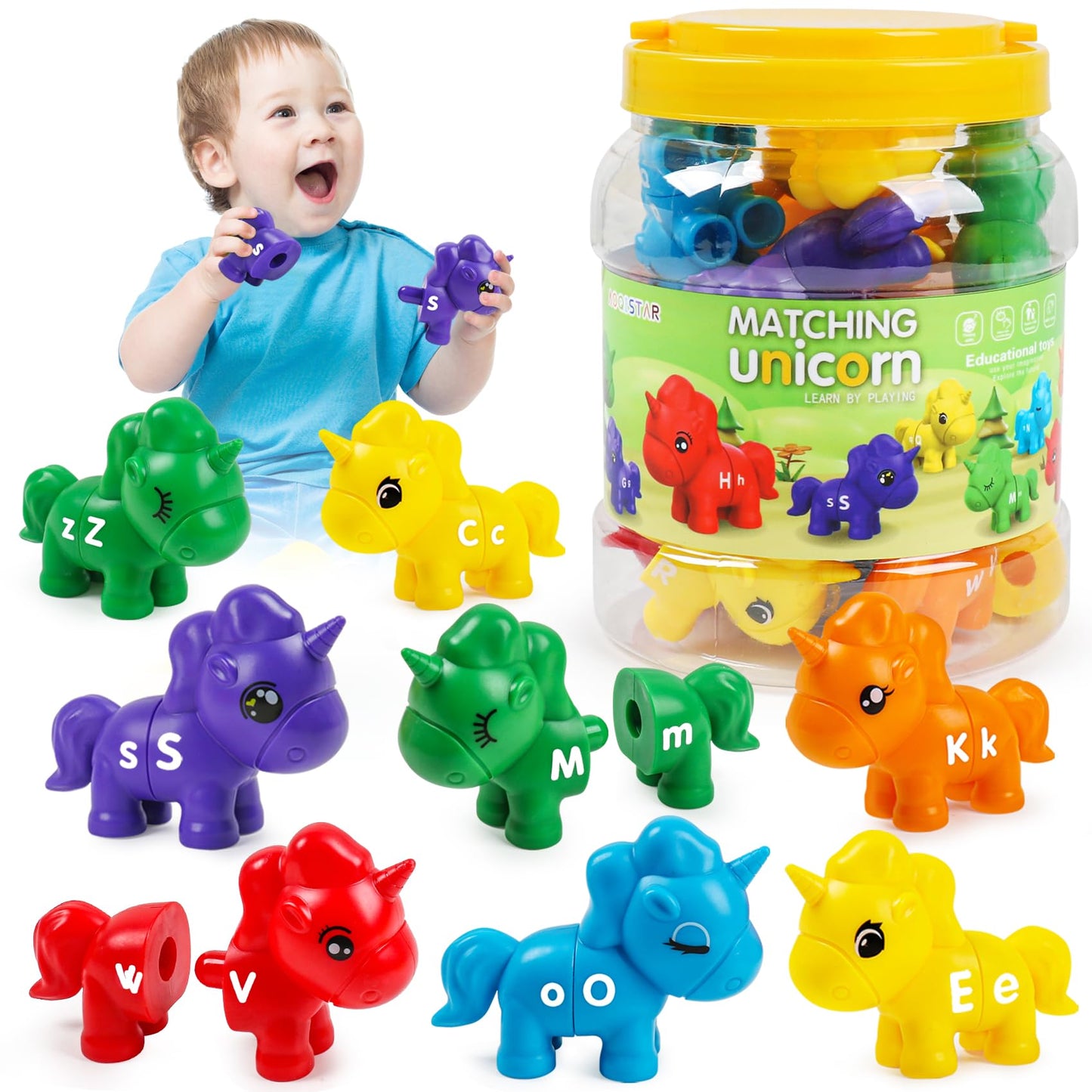 Tsyan Matching Letter Montessori Toys For Toddlers,Abc Unicorn Alphabet Preschool Learning Activities Classroom Must Haves Senso