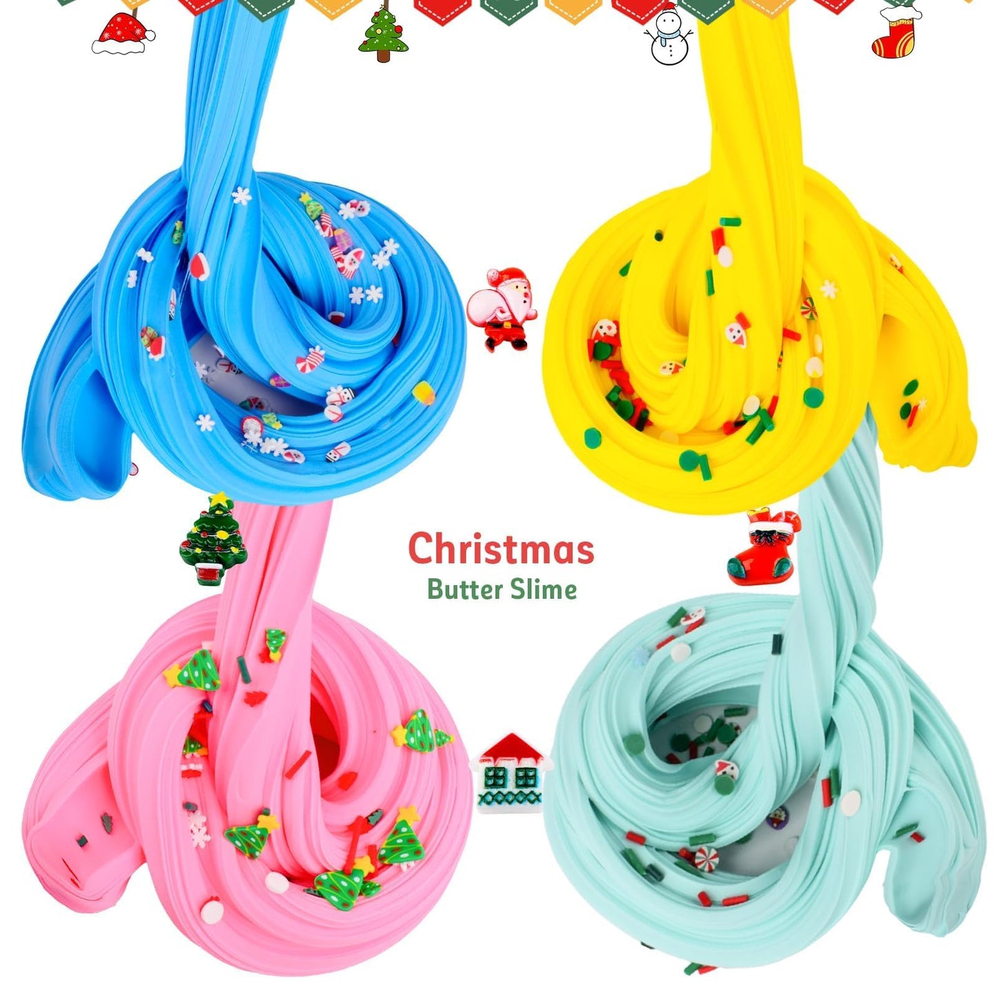 7 Pack Christmas Slime Kit, Butter Slime for Party Favor Gift, Scented Slime for Girls and Boys, Christmas, Birthday, Classroom,