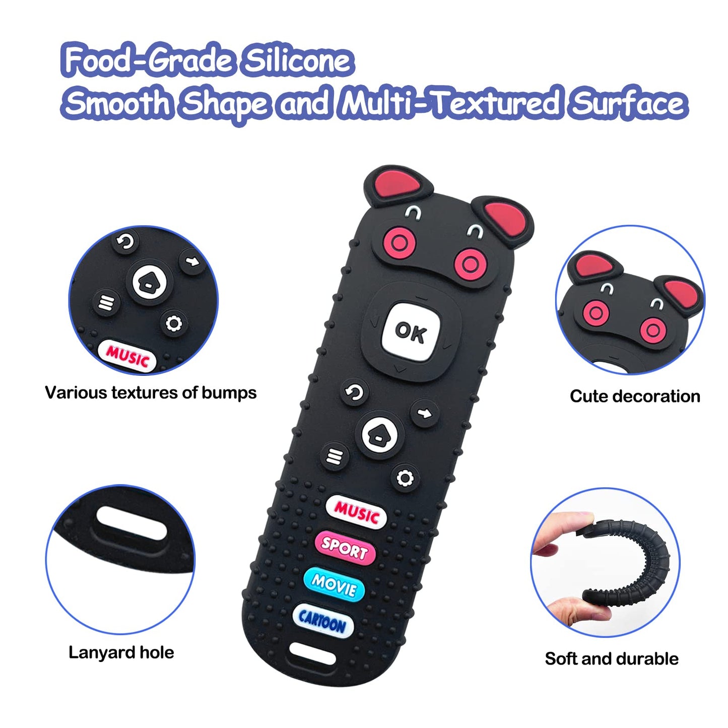 Ersihua 2-Pack Silicone Baby Teething Toys, Tv Remote Teethers For 6-12-18 Months Infant, Tv Remote Control Shape Toddlers Silic
