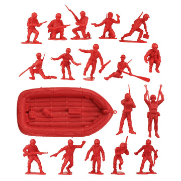 Bmc Marx Plastic Army Men Us Soldiers - Red 31Pc Ww2 Figures - Made In Usa