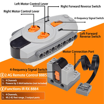 5-In-1 Motor Kit Compatible With Lego: Power Functions Technic Remote Control Set With Battery Box Engine Parts Motor Controller