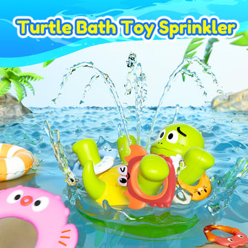 Baby Bath Toy Sprinkler Rechargeable Turtle Bath Toys for Kids Toddlers Ages 1-3 2-4 with 5 Rings Mold Free Bath Pool Water Spray Toys for Babies Toddlers 1-3-5 Great Birthday Gifts for Kids