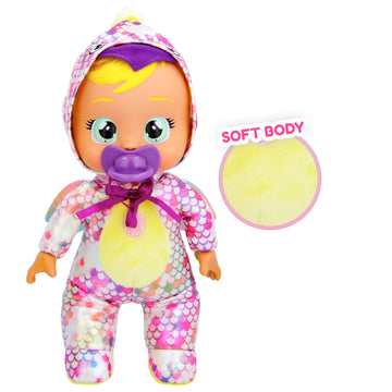 Cry Babies Tiny Cuddles Dinos Tilo - 9' Baby Dolls, Cries Real Tears, Dinosaur Metallic Themed Pajamas
