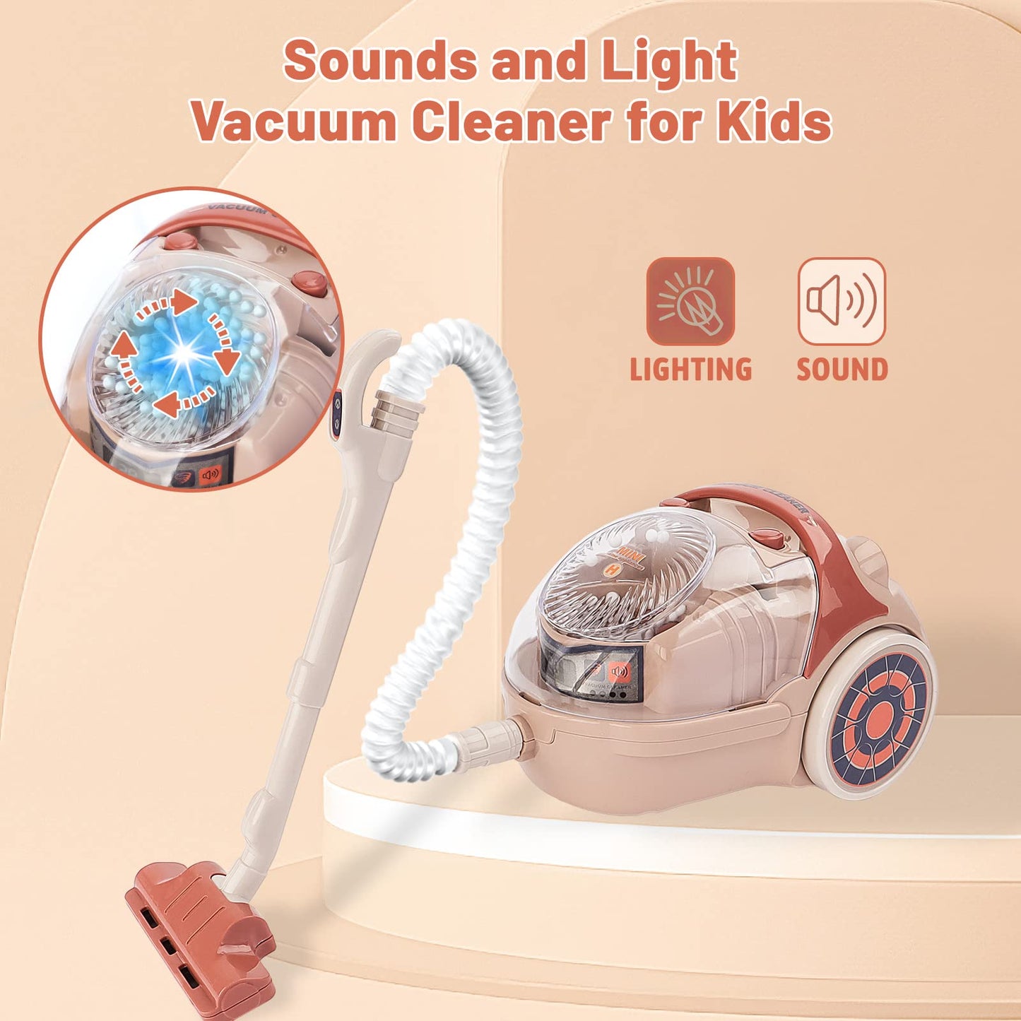 Deao Toy Washing Machine & Vacuum Playset For Kids, Mini Washing Machine Laundry Set For Kids,Dollhouse Furniture Laundry Room W