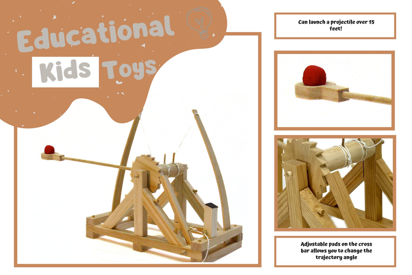 Pathfinders Stem Kits – Leonardo Da Vinci Catapult Kit | Trebuchet Science Kits For Kids Age 12-14 | Stem Toy For Kids Age 12-14 Physics Toys | Engineering Kit | Learning Resource | Engineering