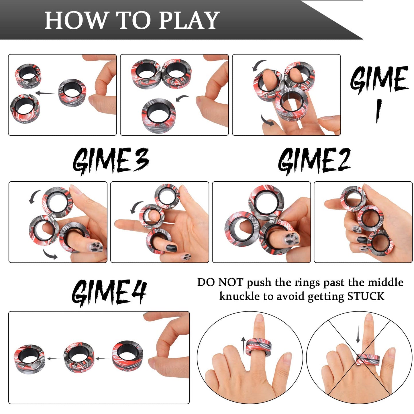 3Pcs Magnetic Rings Fidget Toy Set, Idea Adhd Anxiety Magnetic Fidget Toys Adults Fidget Spinner Rings For Relief, Easter Basket