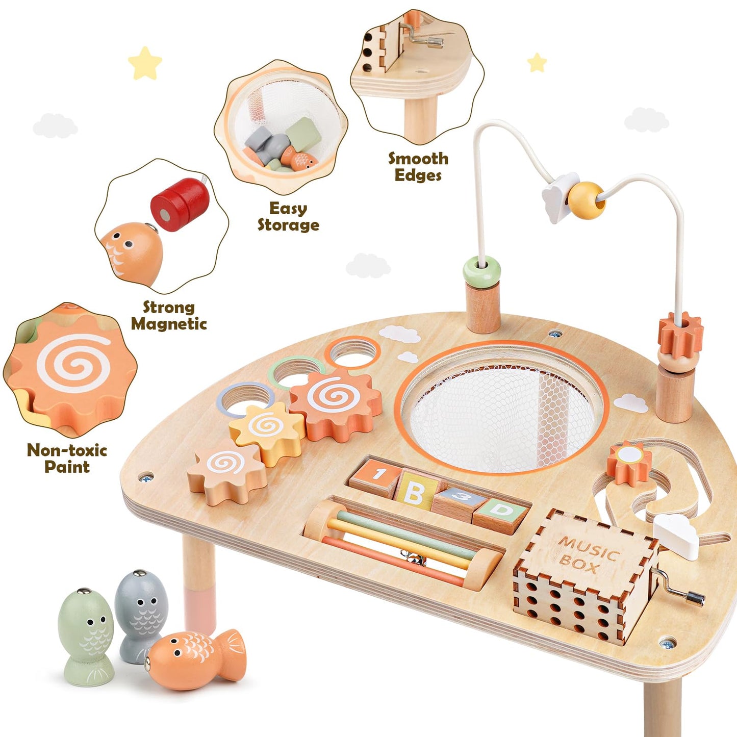 Activity Table For 1 Year Old, Montessori Toys For 1 2 Year Old Girls Boy Gifts, 8 In 1 Wooden Sensory Play Table For Toddler 1-3, Learning Toys For Baby 12-18 Months 1St Christmas Birthday Gifts