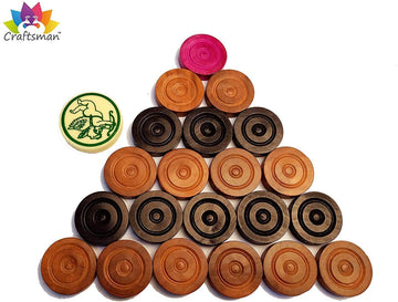 Craftsman Carrom Coin Set Of 24 Coins + 1 Stricker For Champions Play. Carrom Coins+Stricker