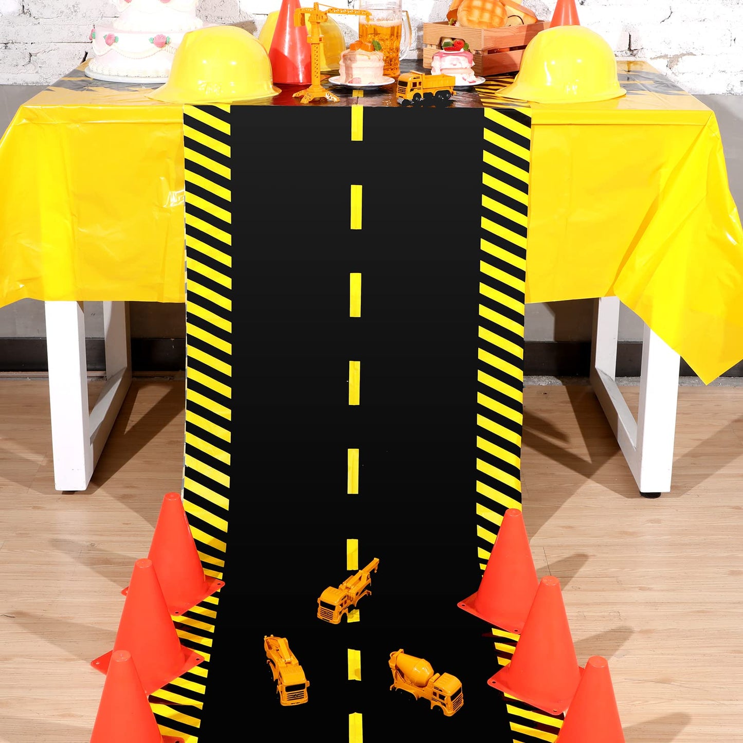 Remagr Racetrack Floor Running Black Racer Party Decoration Mat Road Table Runner Long Racetrack Tablecloth Drag for Party(Class