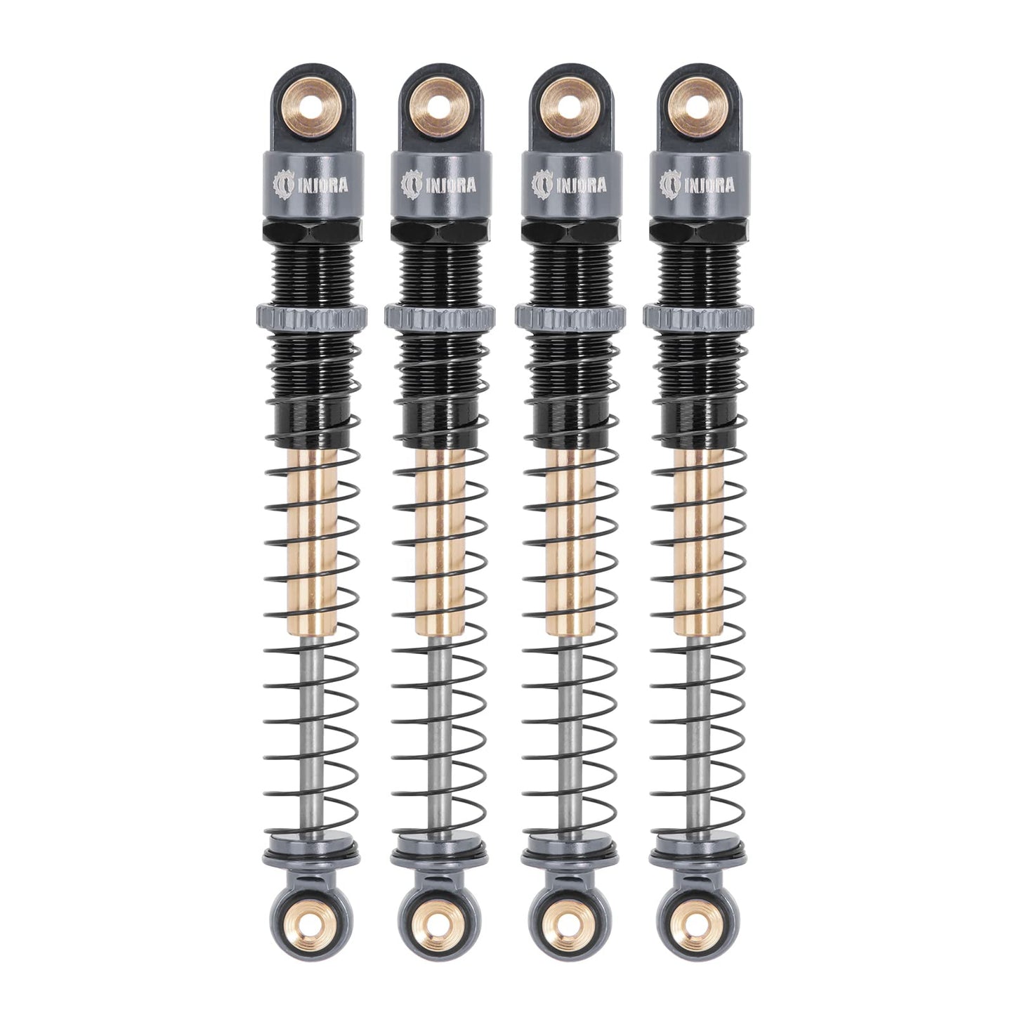 INJORA 51mm Shocks-Long Travel Threaded Double Barrel Damper for Axial AX24 SCX24 Upgrade 1/24 RC Crawler(Grey)