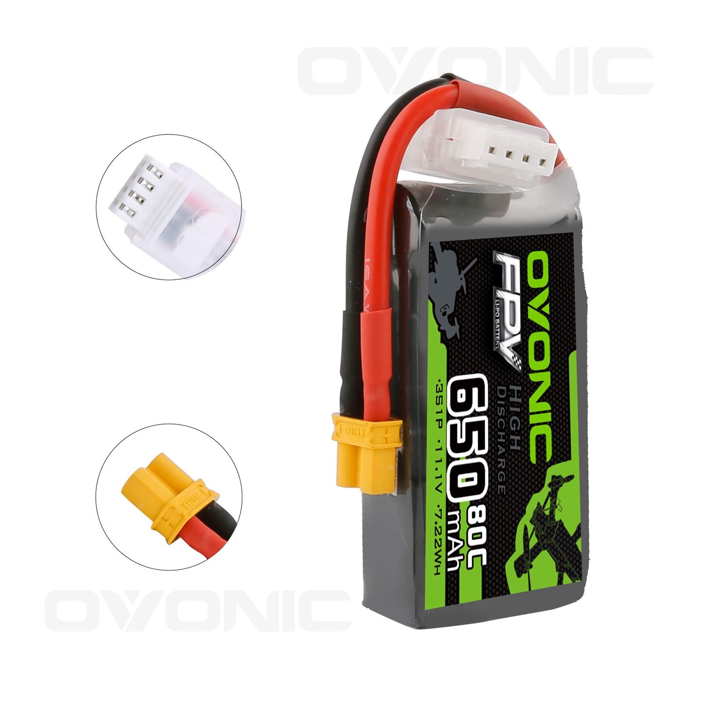 OVONIC 11.1V 650mAh 3S 80C Lipo Battery with XT30 Plug for RC Car Boat Truck Heli Airplane Quadcopter Helicopter Multi-Motor Hob