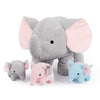 Weigedu Elephant Plush Toy Set - 4-Piece Stuffed Animal Family With Zipper Storage | Soft Elephant Dolls For Toddlers & Kids | G