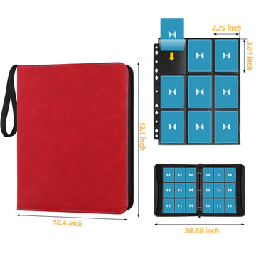 GERMUN 720 Card Binder enhanced Trading Card Binder 9 Pocket Double Sided Pocket PU Card Collection Binder Collector Card Album Card Folder for MTG TCG Sports Cards Game Cards (Red)