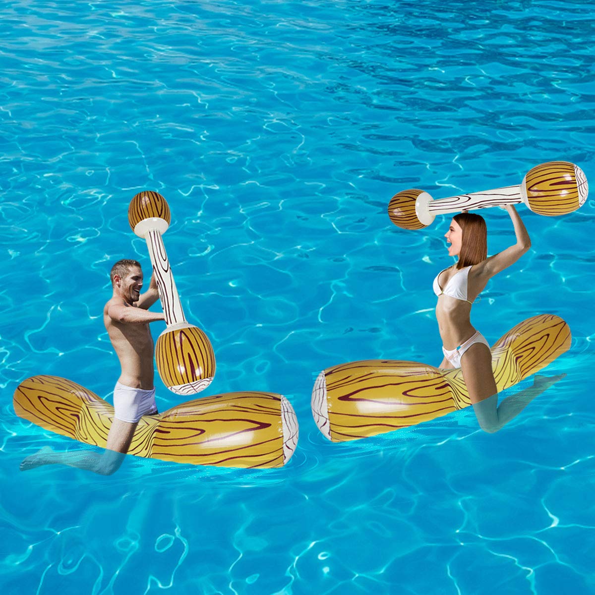 2 Sets Pool Floats For Kids,Pool Toys, Wood Shape Water Pool Float, Adults Lounger, Inflatable Pool Float For Adults And Kids In