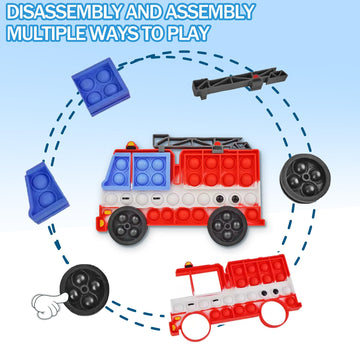 2 Packs Fidget Toys For Kids Boys, Push Bubble Sensory Toy Police Car And Fire Truck Squeeze Silicone Toy For Autism Anxiety Str