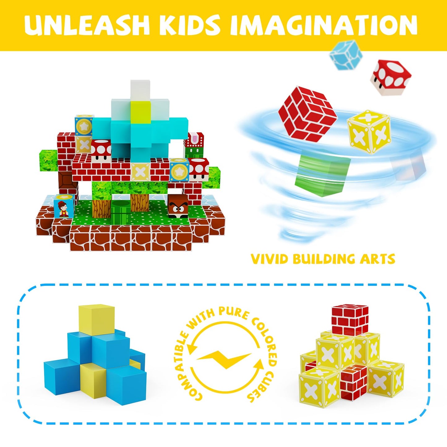 120Pcs Magnetic Blocks - Build Mine Magnet World Set, 1'' Magnetic Cubes, Stem Sensory Montessori Building Toys Valentines Chris