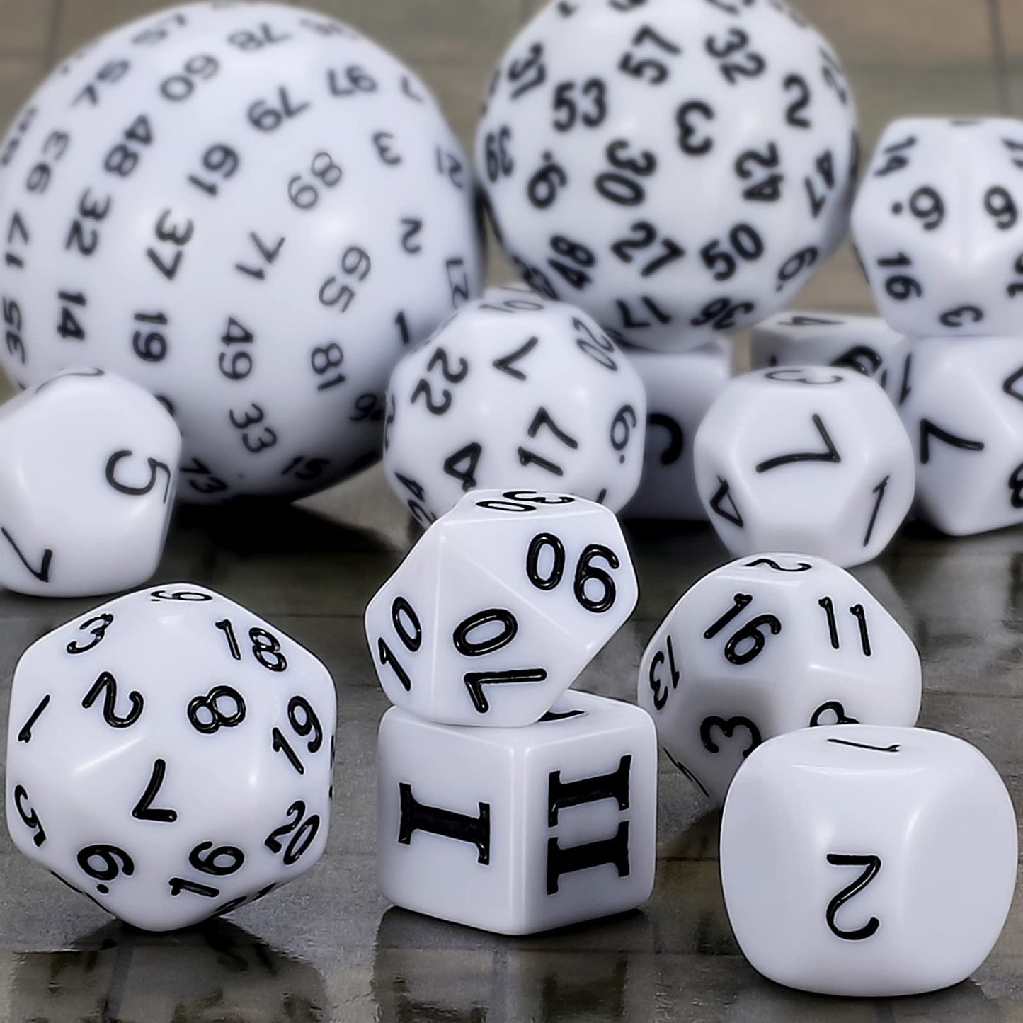 CiaraQ DND Polyhedral Dice Set (15pcs) D4-D100 Game Dice with Dice Bag for Dungeons and Dragons Role Playing Table Games (White