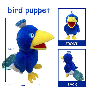 okegztoa Puppets Peacock Hand Puppet 13.8 Animal Puppet Peacock Puppets Bird Stuffed Animal Hand Puppets for Kids with Movable Mouth Puppet Plush Multi-Color Toy Bird Puppet Role Play Teaching(Blue)