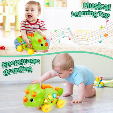 Dinosaur Crawling Toys For 1 Year Old Boy, Musical Baby Toys For 6-12 Months, Early Development Learning Toys For 12-18 Months B