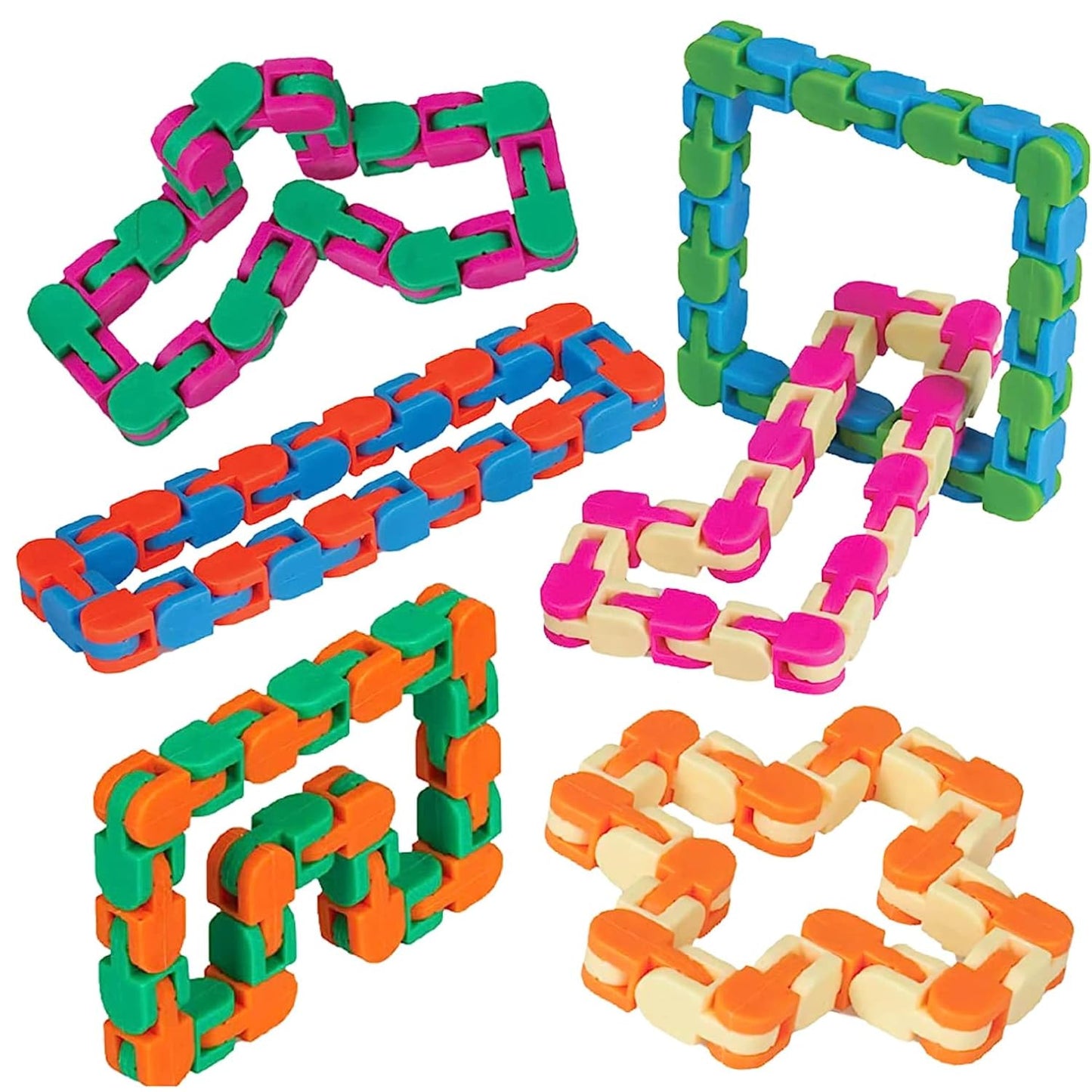 Neliblu Wacky Tracks 6 Pack Sensory Fidget Toys Snap And Click Fidget Cube Puzzles Bulk - Adhd, Autism, Stress Relief Therapy - Fidget Toys For Sensory Kids, Keeps Fingers Busy And Minds Focused