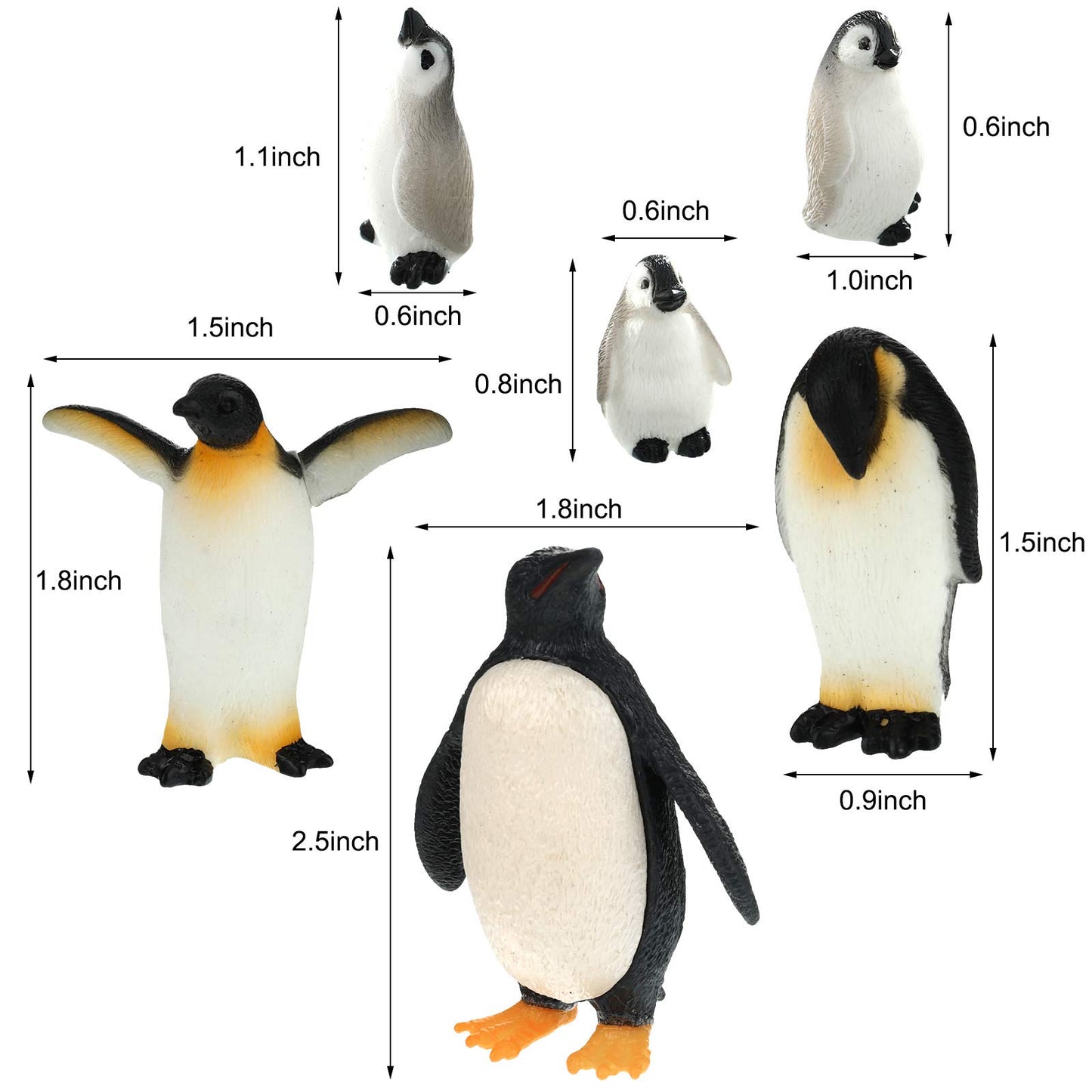 Sumind 12 Pieces Realistic Polar Animal Figurines Arctic Polar Animal Figures Set Includes 6 Bear And 6 Emperor Penguin Family Birthday Party Favor