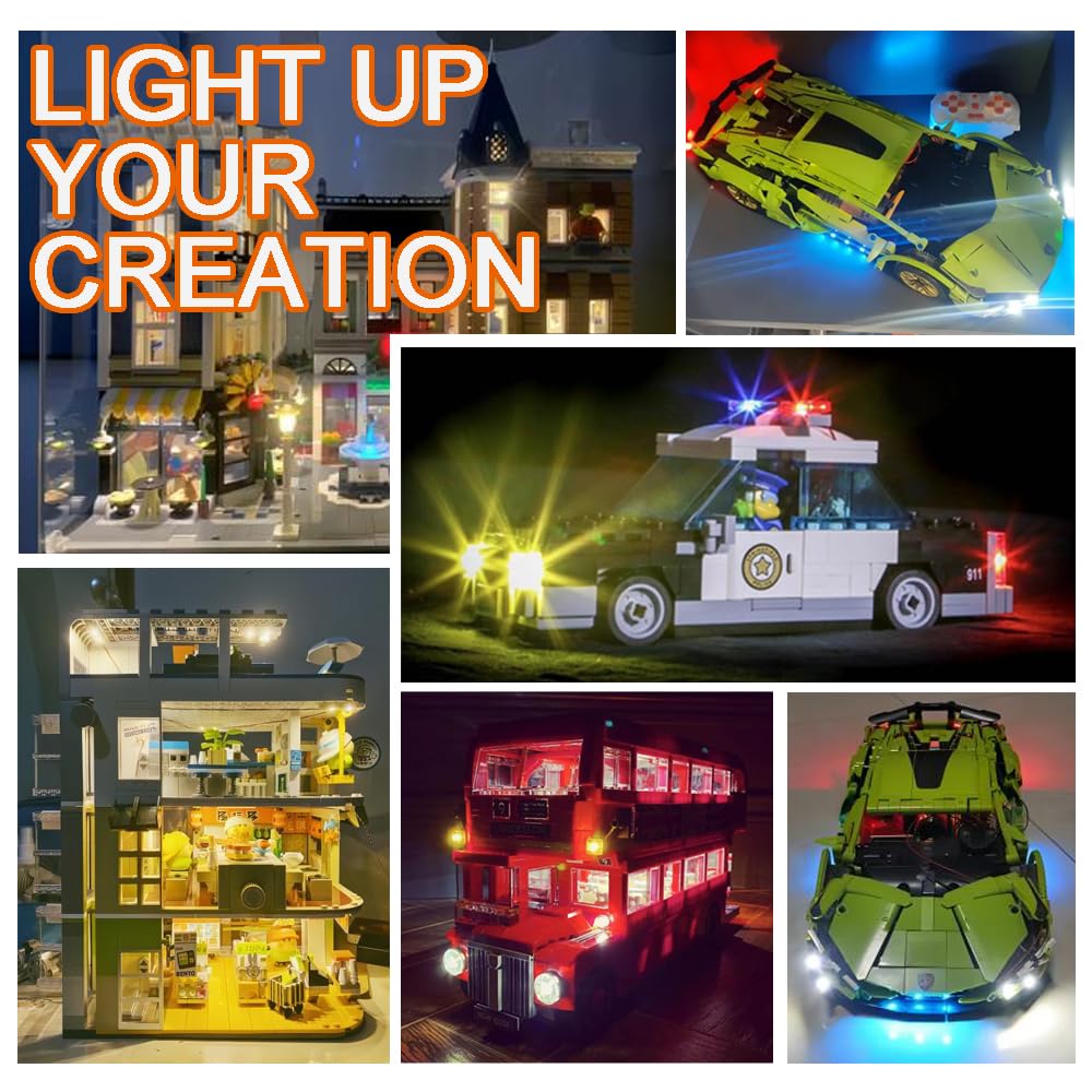 Pasacho Lights Bricks Accessories, Led Light Up Kit Brick Sets, 16Pcs Classic Transparent 2X2 2X3 Building Blocks Toys, Compatible With All Major Brands