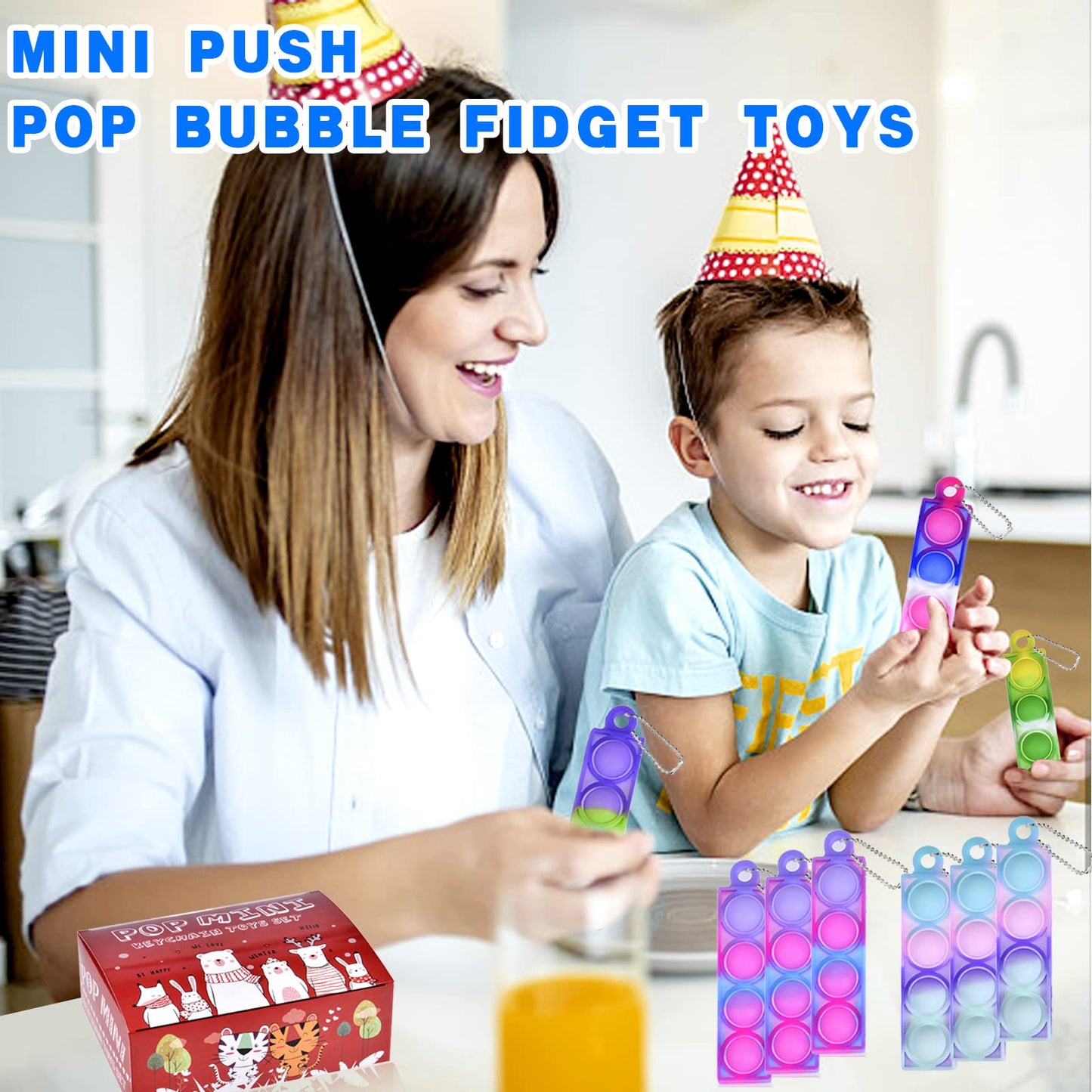 75Pcs Mini Pop Fidget Keychain Toys Easter Basket Stuffers For Kids Mini Pop Bulk Party Favors For Kids 3-5 4-8 Push Popping Bubble Sensory Toy Party Bag Fillers Pop Anti-Anxietyt Toy For Kids Adults