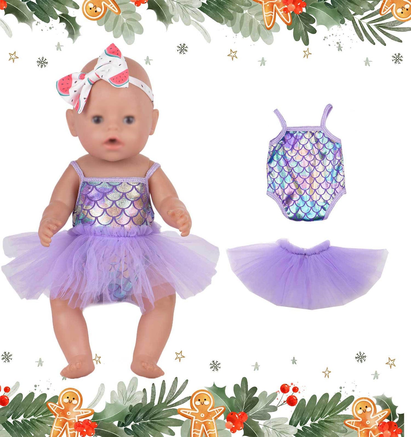 Sweet Dolly Doll Clothes New Born Baby Doll Clothes, Plaid, Jumpsuit, Tutu Skirt Doll Accessories For 15 Inch 16 Inch 18 Inch Ba