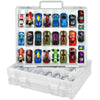 Xuerdon Toy Car Storage Organizer Case - White, Small, Plastic, Double-Sided, 48 Compartments for Hot Wheels & Matchbox Cars