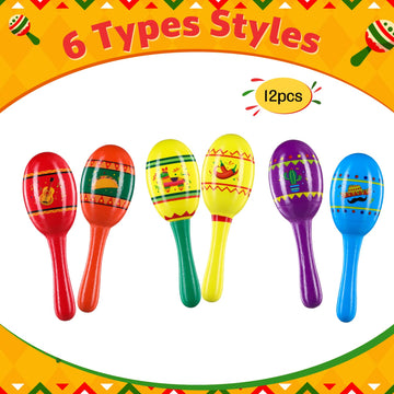 Hungdao Mexican Fiesta Wooden Maracas For Boys And Girls Cinco De Mayo Sombrero Piata Taco Guitar Chili Cactus Wood Mini Maracas