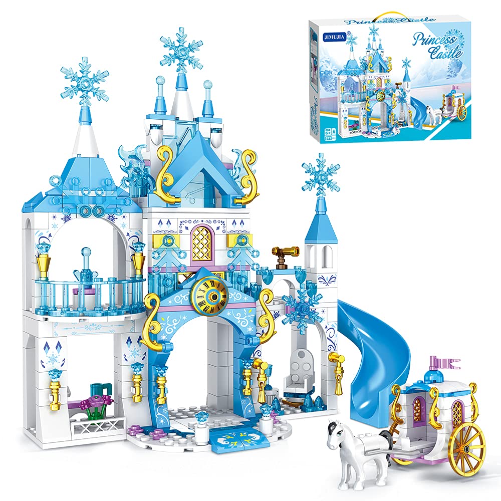 Leyi Girls Castle Building Blocks Toys For Girls 377 Pieces Ice Princess Castle Construction Toys Set Snow Castle Building Brick