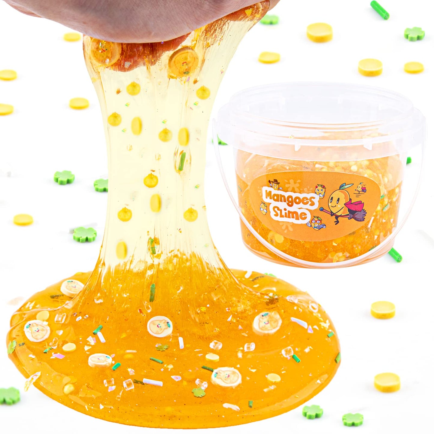 Clear Slime, Orange Mango Clear Jelly Cube Glimmer Crunchy Slime Kit With 8 Add-Ins, Idea Stress Relief Toy, Kids Party Favor, Birthday Christmas New Year Easter Gifts For Girls & Boys Age 6 7 8 9 10+