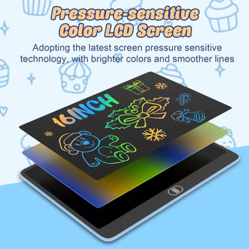 Electight 16" LCD Writing Tablet for Kids, Eye Protection, Blue, Plastic, Model USCAT3L, Learning Gift for Ages 3-8