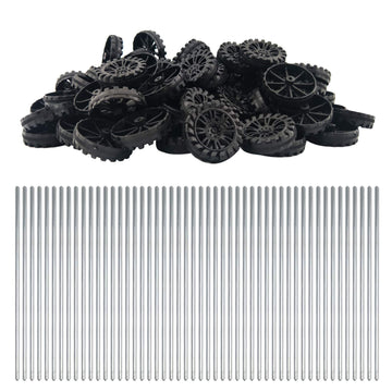 EUDAX 30mmx8mm Plastic Roll 2mm Dia Shaft Toys Wheel and 2mmx100mm STEM Shaft Round Rod Axles for DIY Toy RC Car Truck Boat Heli