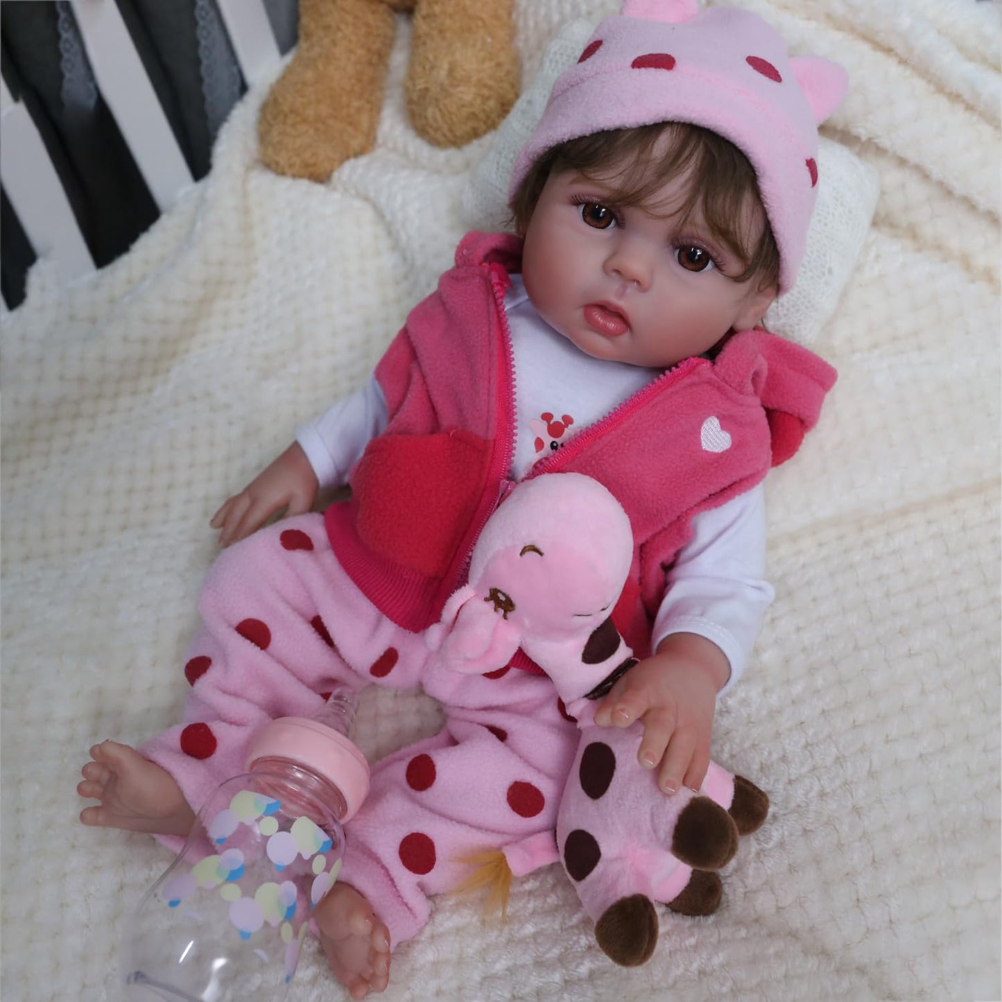 Charex Lifelike Reborn Baby Dolls, 18-Inch Silicone Baby Girl, Adorable Realistic Newborn Weighted Real Life Full Body Vinyl Doll Gift Set For Kids Age 3+